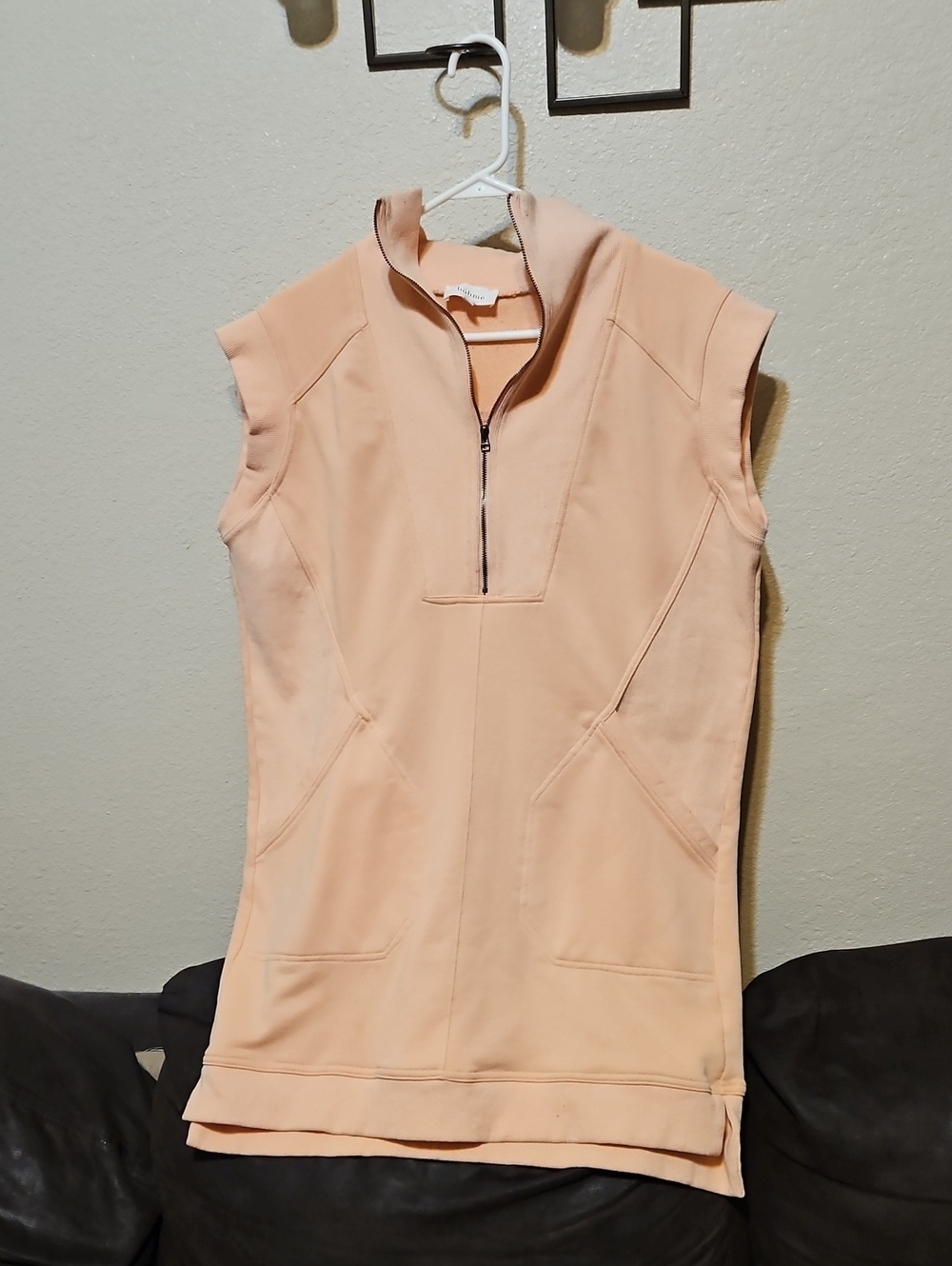 bohme Peach Zip-Front Sleeveless Mini Dress